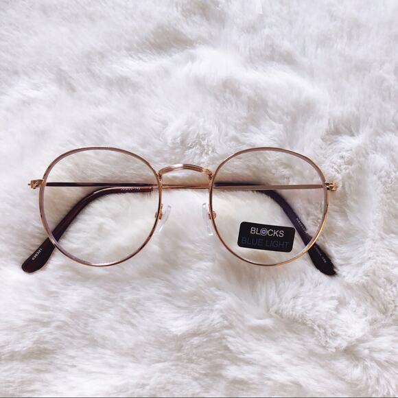 Mai Gold Round Computer Blue Light Glasses - Picture 1 of 9